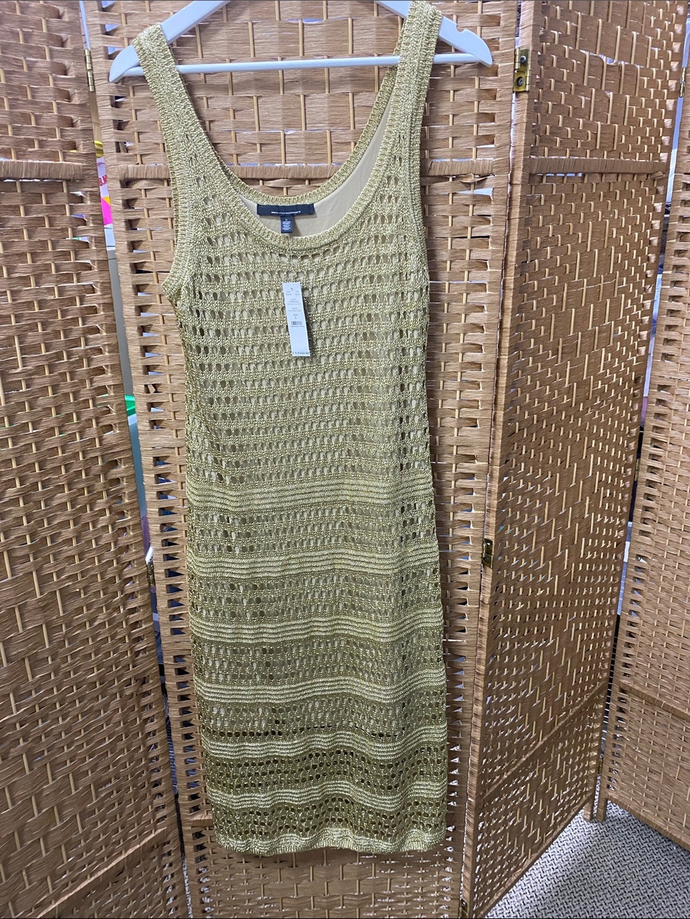 White House Black Market Gold  Crochet Maxi Dress